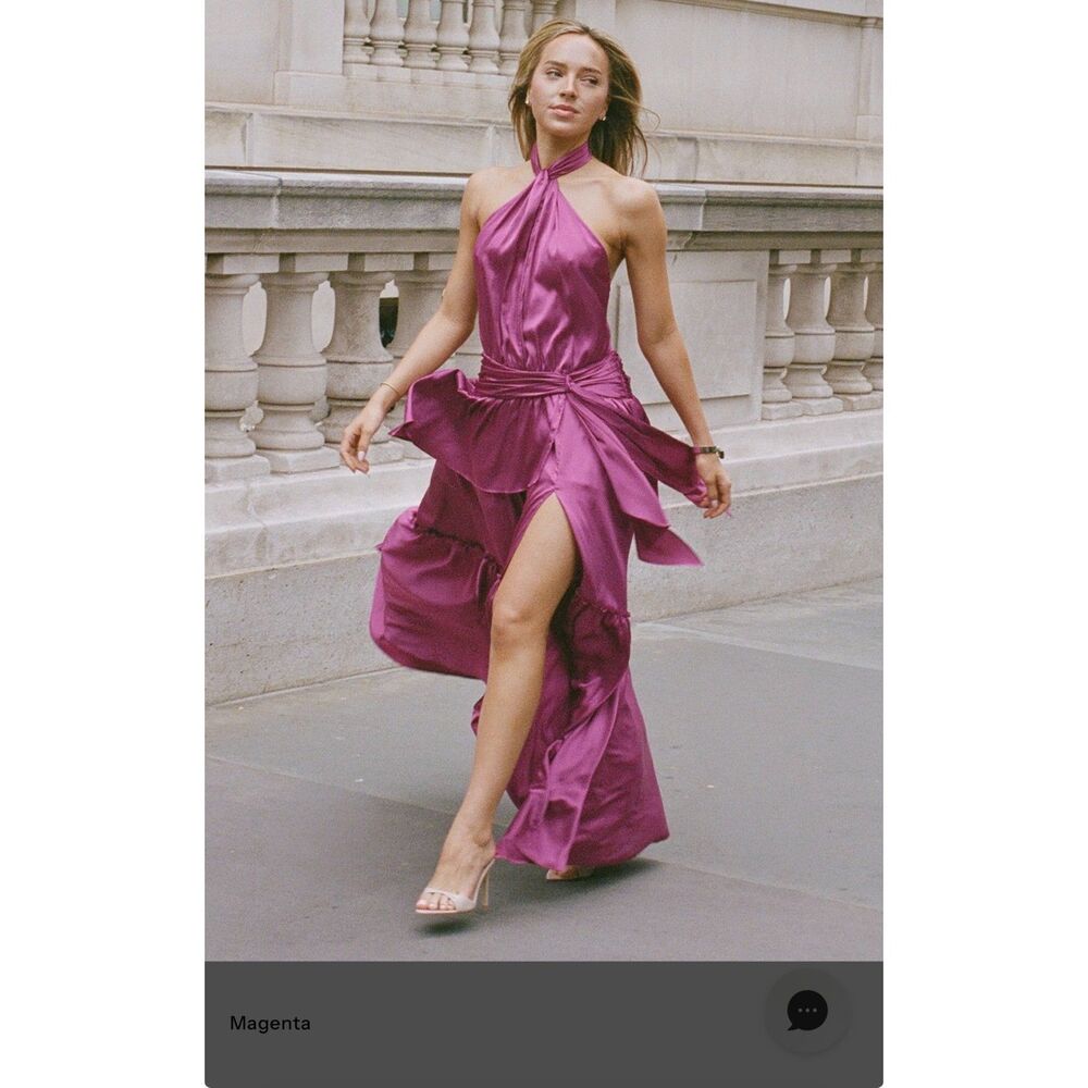 Few Moda x Greta Louise Tome Sintra Satin Halter Maxi Dress Women's 6 NWT